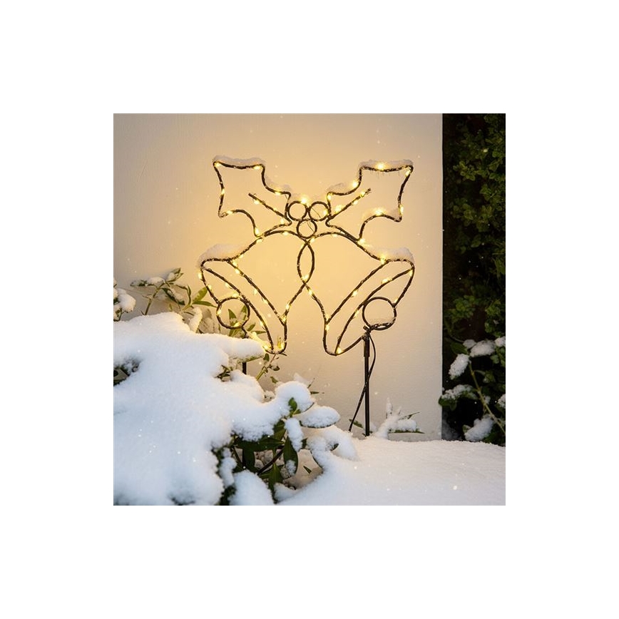 LED Venkovní vánoční dekorace 100xLED/3xAA IP44 teplá bílá zvonky