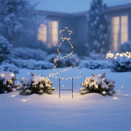 LED Venkovní vánoční dekorace 85xLED/3xAA IP44 teplá bílá stromeček