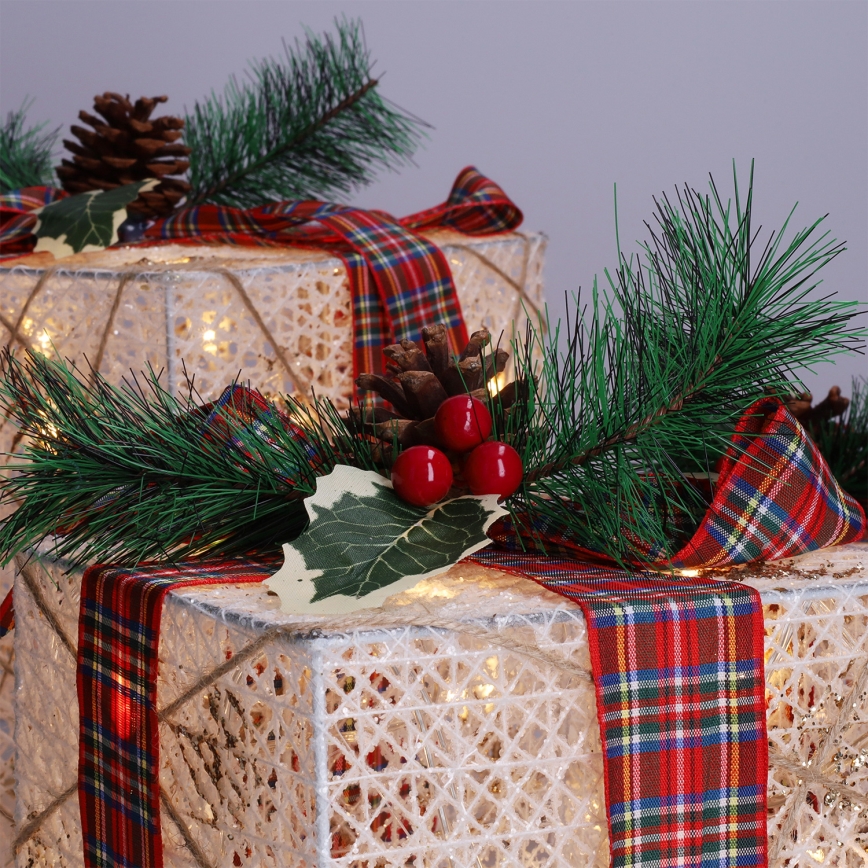 SADA 3x LED Vánoční dárek 48xLED/3,6W/230V IP44 teplá bílá