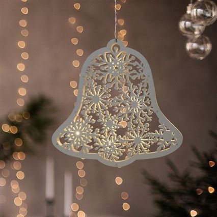 LED Vánoční dekorace 9xLED/2xAA teplá bílá zvoneček