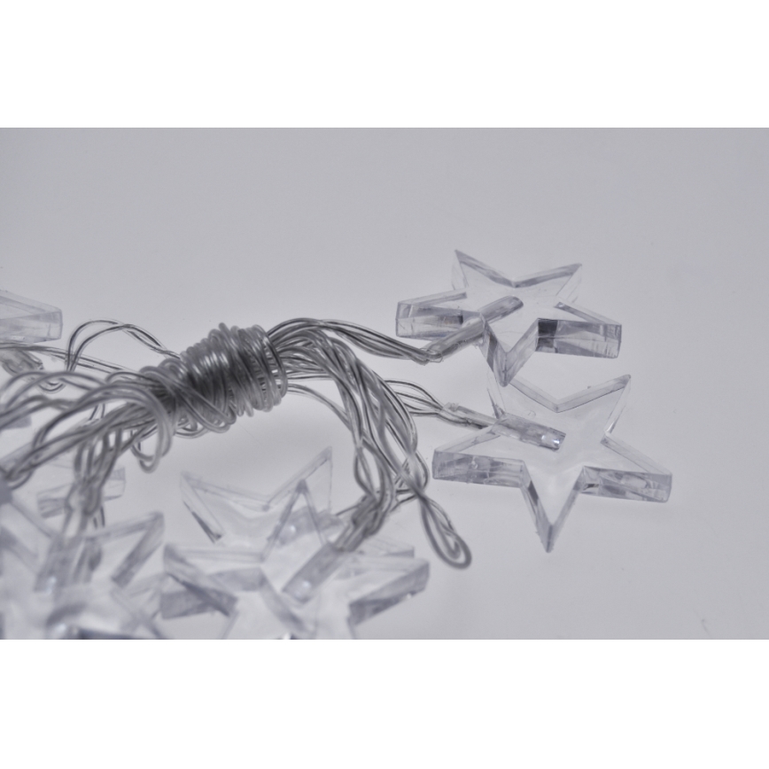 LED Vánoční řetěz 10xLED/2xAA 1,5m hvězdy bílé světlo