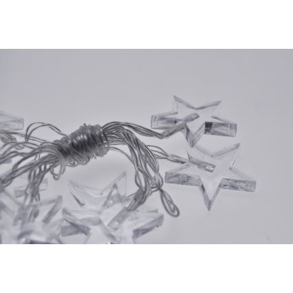 LED Vánoční řetěz 10xLED/2xAA 1,5m hvězdy bílé světlo