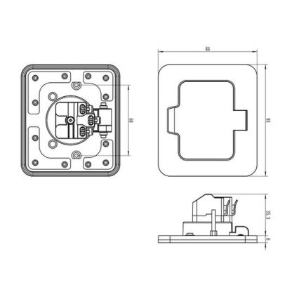 Venkovní vestavná podlahová zásuvka IP55 černá obdélníkový