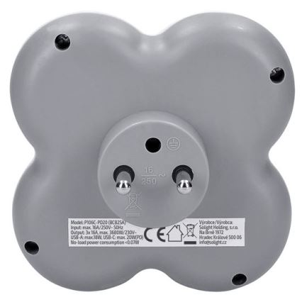 Rozbočka 3x 16A + USB A+C rychlonabíječka 20W