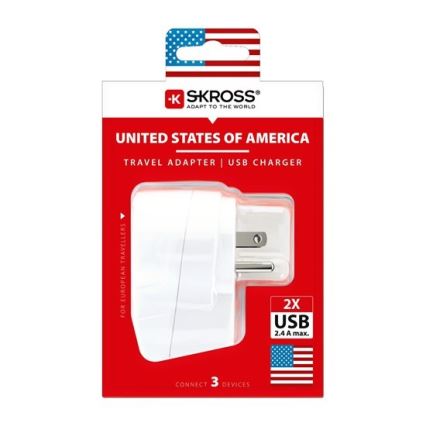 Cestovní adaptér pro USA 230V + 2x USB port