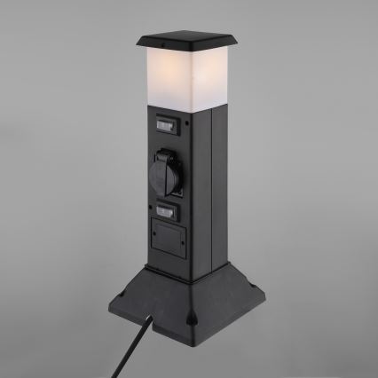 Venkovní lampa se 2 zásuvkami 1xE14/15W/230V IP44 černá