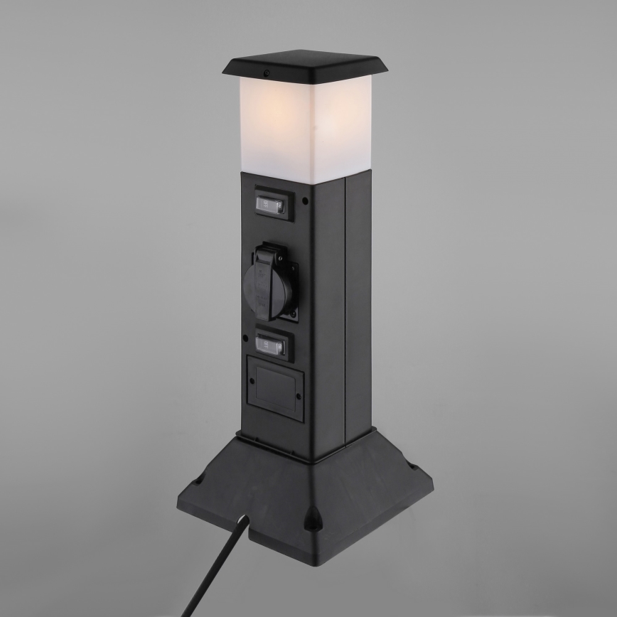 Venkovní lampa se 2 zásuvkami 1xE14/15W/230V IP44 černá