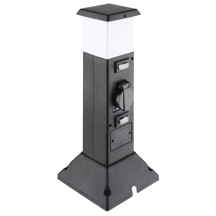 Venkovní lampa se 2 zásuvkami 1xE14/15W/230V IP44 černá