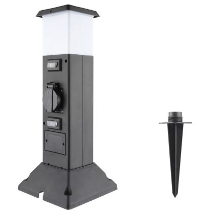 Venkovní lampa se 2 zásuvkami 1xE14/15W/230V IP44 černá
