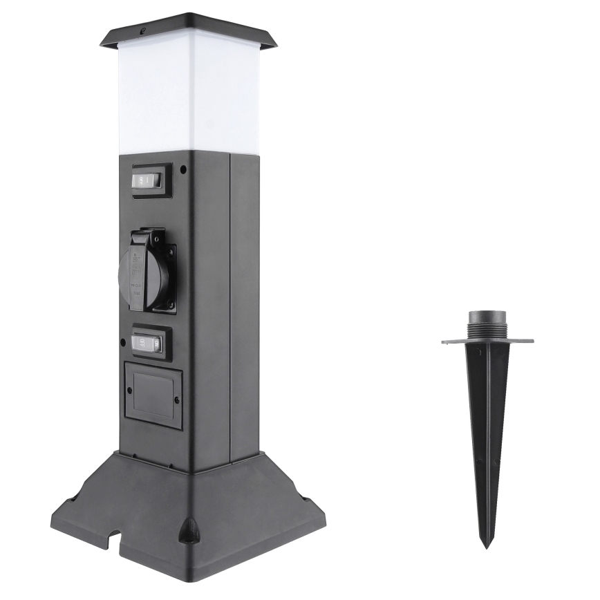 Venkovní lampa se 2 zásuvkami 1xE14/15W/230V IP44 černá