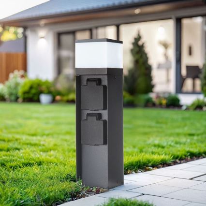 Venkovní lampa se 2 zásuvkami 1xG9/11W/230V IP44 černá