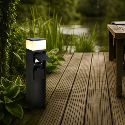 Venkovní lampa se 2 zásuvkami 1xG9/11W/230V IP44 černá
