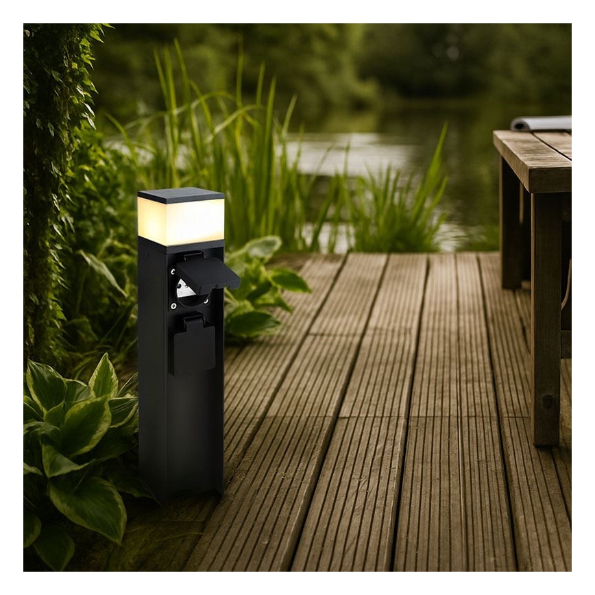 Venkovní lampa se 2 zásuvkami 1xG9/11W/230V IP44 černá