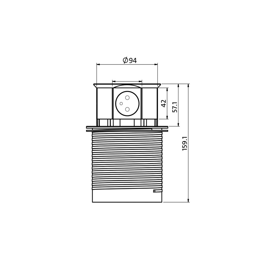 Zásuvkový sloupek pro desku stolu 2x230V + 2xUSB