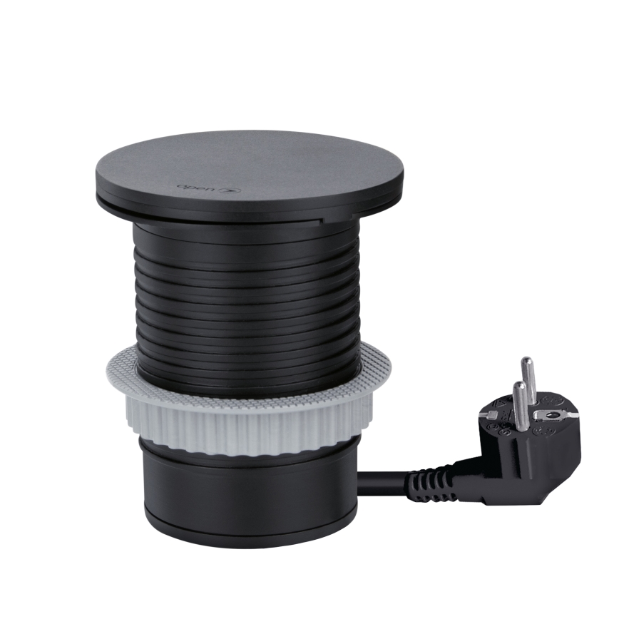 Vestavná zásuvka s bezdrátovým nabíjením 10W 1Z + USB A+C černá