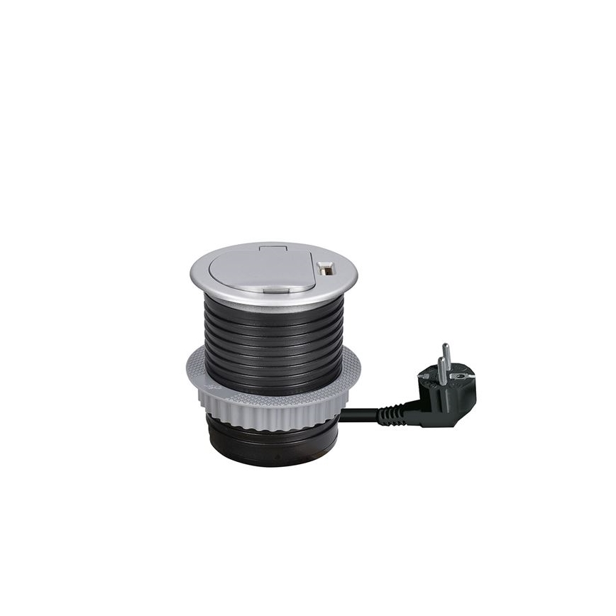Vestavná USB zásuvka s víčkem 230V