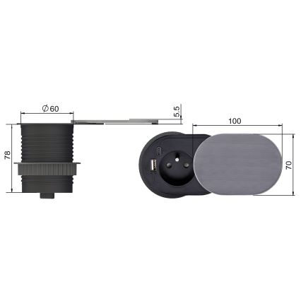 Vestavná zásuvka 1Z + USB A+C