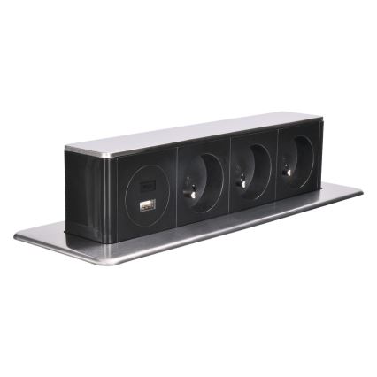 Zásuvkový sloupek pro desku stolu 3x230V + USB-A + USB-C
