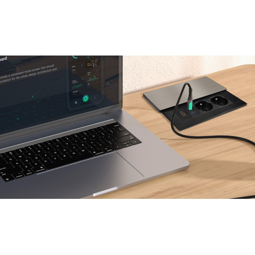 Vestavná zásuvka 20W 2Z + USB-A + USB-C + HDMI