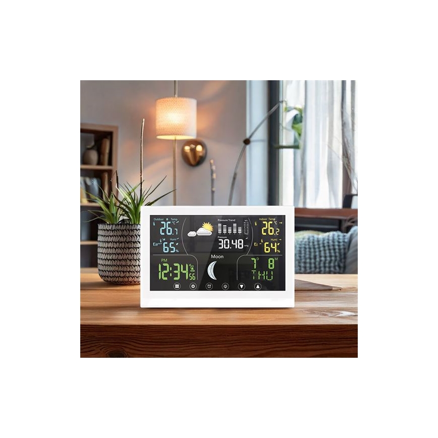 Meteostanice s barevným displejem 5V/2xAAA bílá