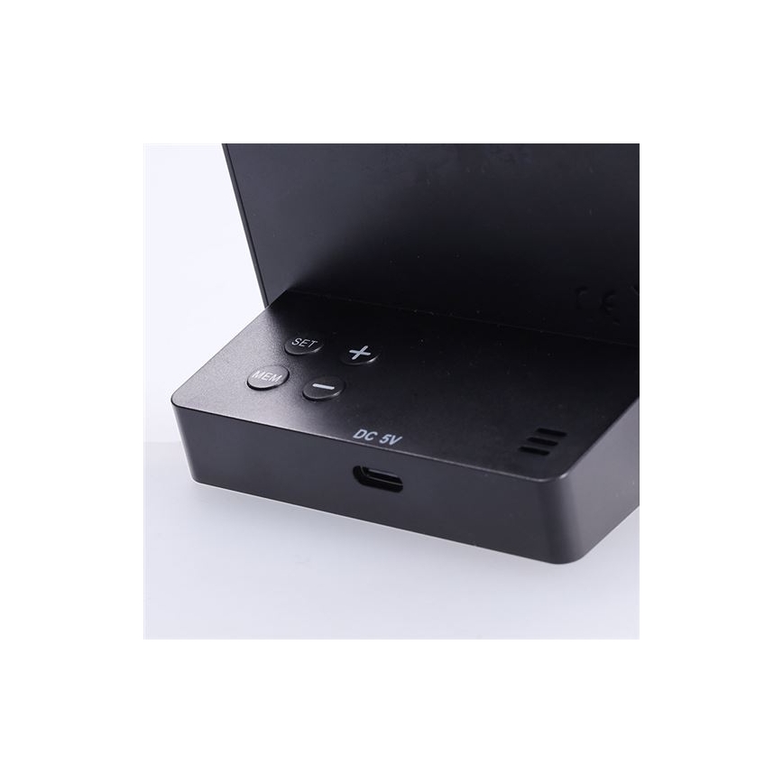 Digitální teploměr 5V/2xAAA + 2xAAA černá