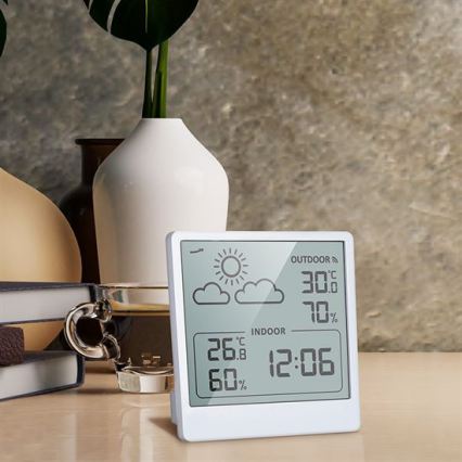 Digitální teploměr 5V/2xAAA + 2xAAA bílá