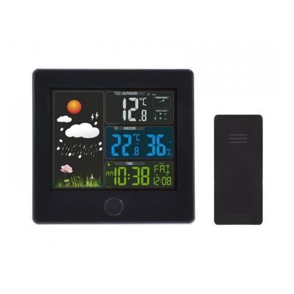 Meteostanice s LCD displejem 230V černá