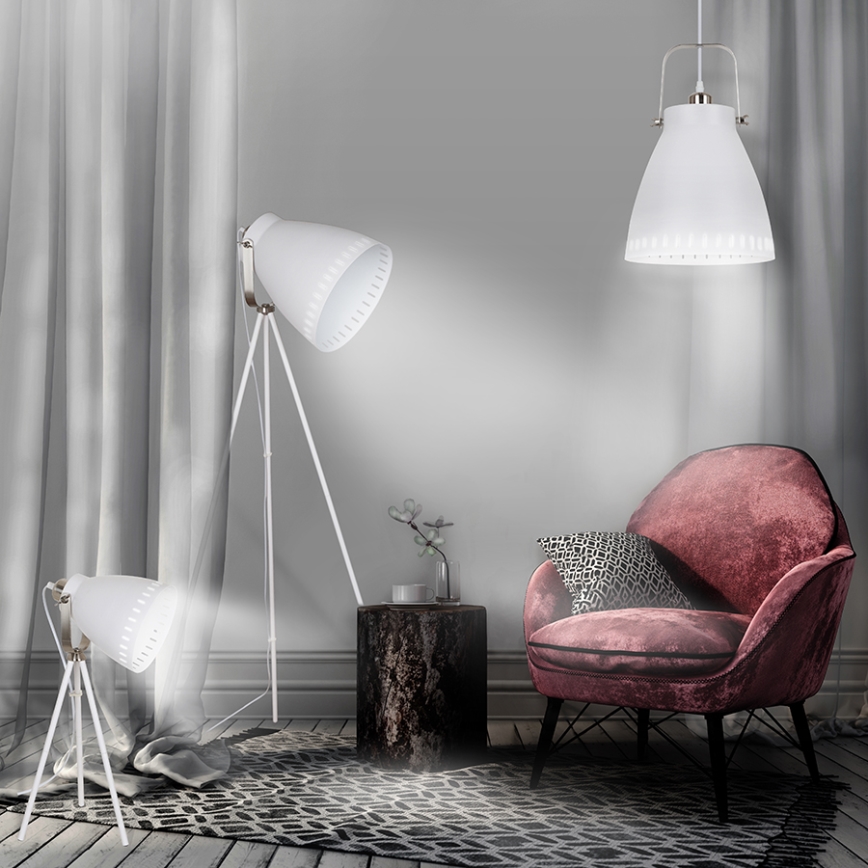LED Stojací lampa 1xE27/8W/230V bílá 145cm
