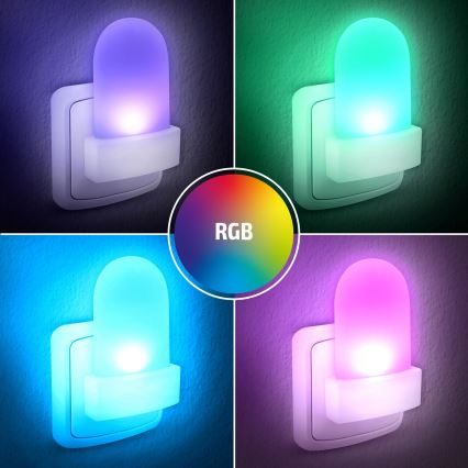 LED RGB Orientační svítidlo se soumrakovým senzorem do zásuvky LED/0,5W/230V