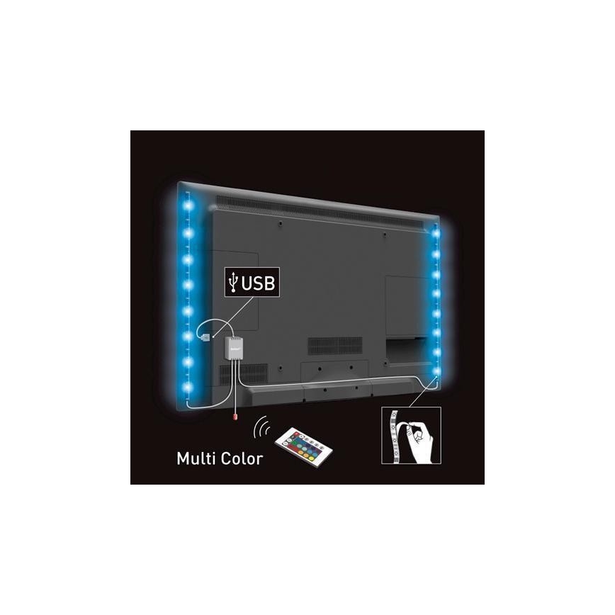 SADA 2x LED RGB Pásek pro TV s dálkovým ovladačem LED/USB 2x50cm