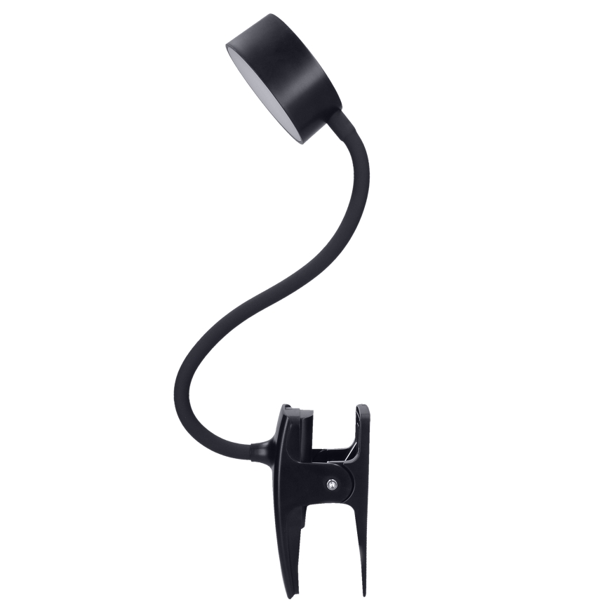 LED Stmívatelná flexibilní nabíjecí stolní lampa s klipem LED/2W/1800 mAh 3000/4000/6500K černá