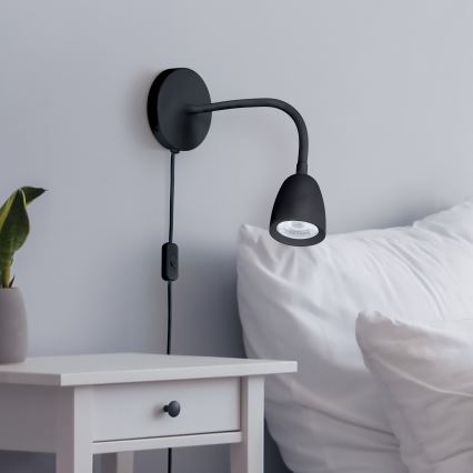 LED Stmívatelná nástěnná lampička LED/4W/230V černá