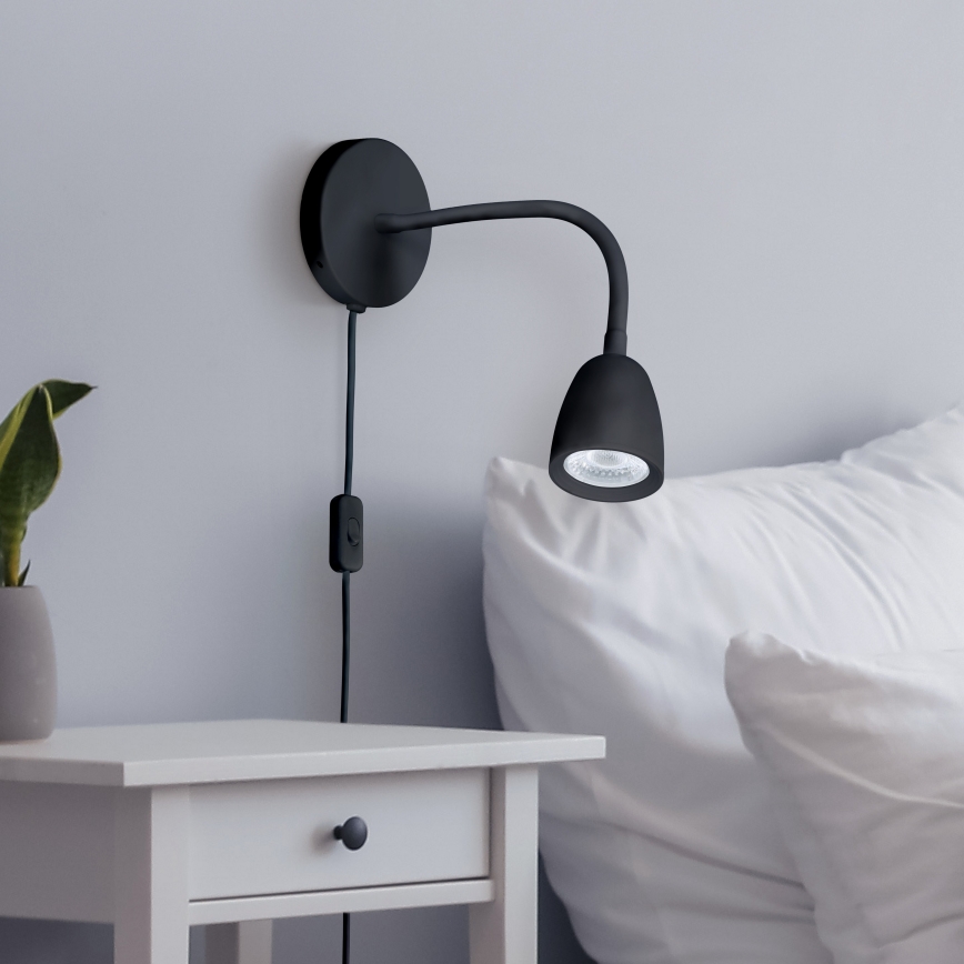 LED Stmívatelná nástěnná lampička LED/4W/230V černá