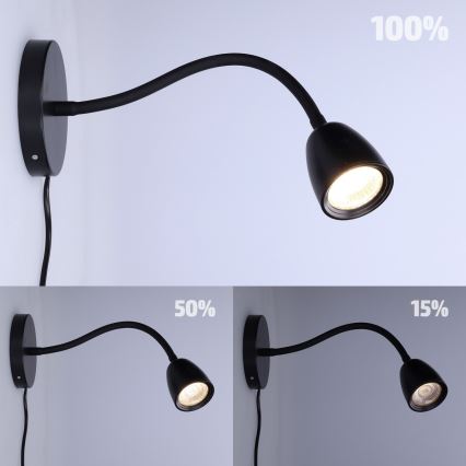 LED Stmívatelná nástěnná lampička LED/4W/230V černá