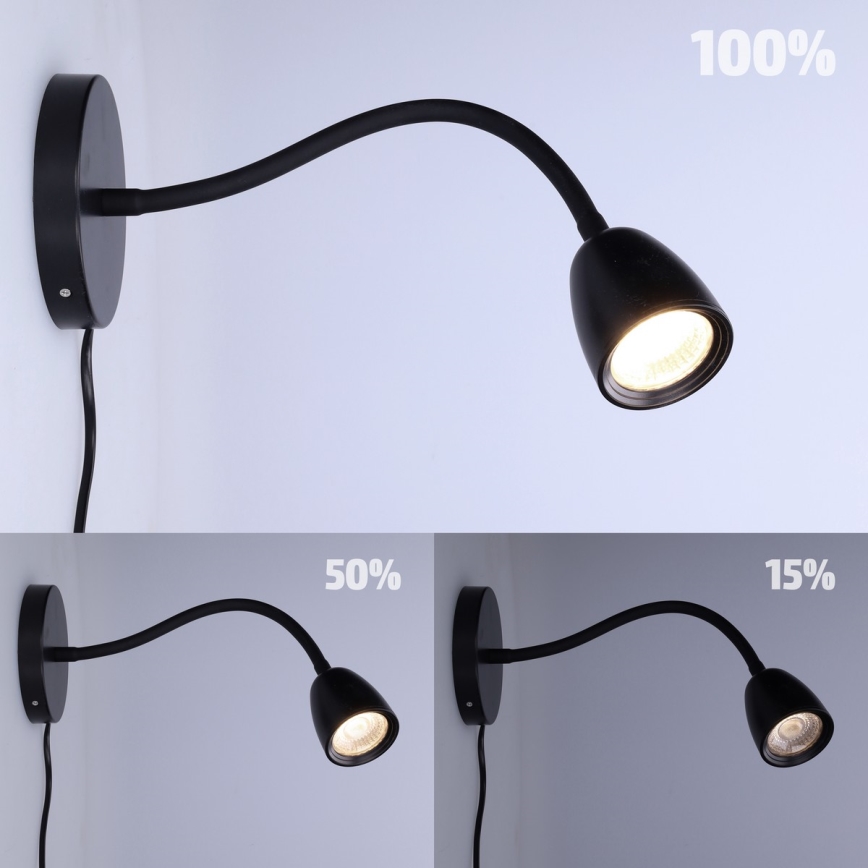 LED Stmívatelná nástěnná lampička LED/4W/230V černá