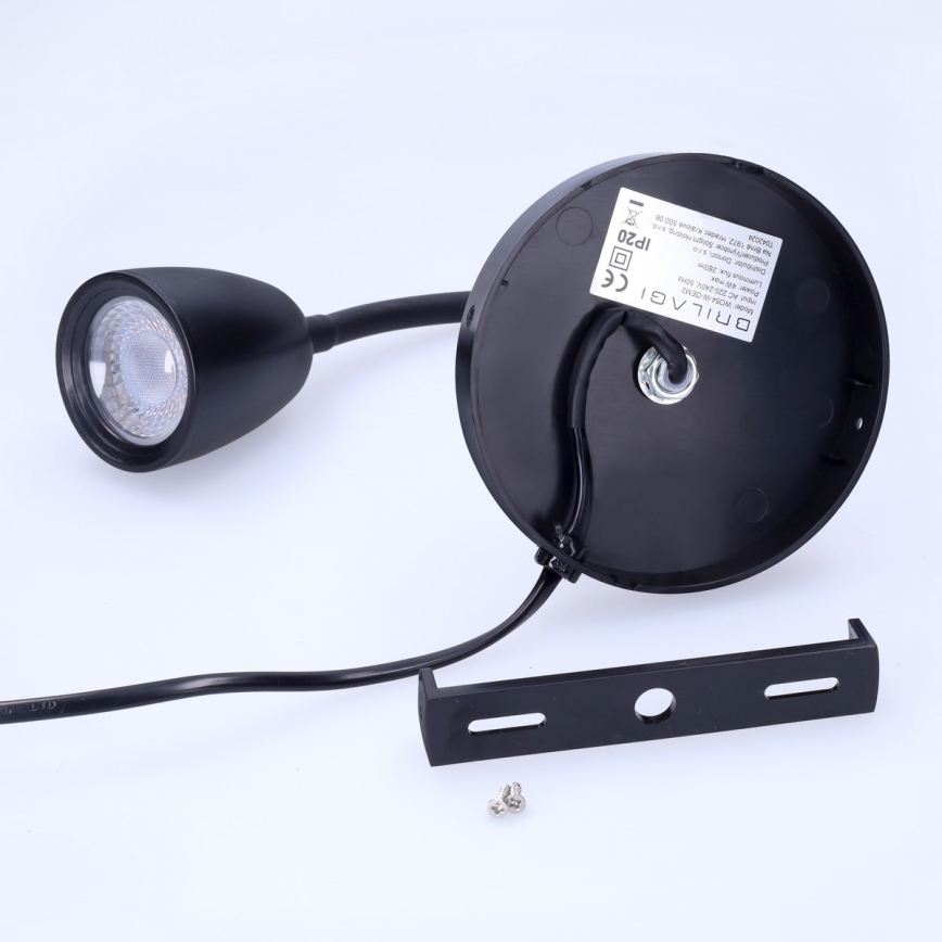LED Stmívatelná nástěnná lampička LED/4W/230V černá