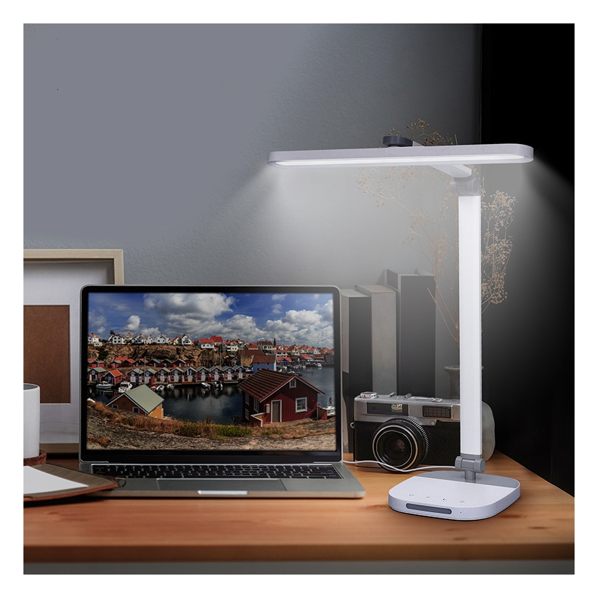LED Stmívatelná dotyková stolní lampa s nočním osvětlením LED/10W/5V 3000/4000/5000K bílá