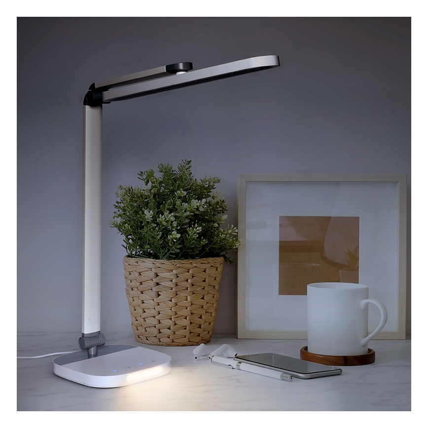 LED Stmívatelná dotyková stolní lampa s nočním osvětlením LED/10W/5V 3000/4000/5000K bílá