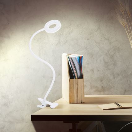 LED Stmívatelná stolní lampa s klipem LED/8W/230V 3000/4000/5000K bílá