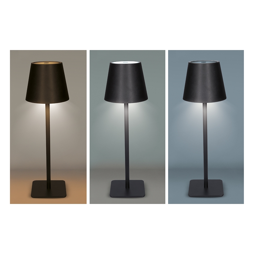 LED Stmívatelná nabíjecí dotyková stolní lampa LUCCA LED/3,7V 3000/4000/6500K 2000 mAh černá