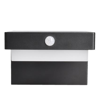 LED Solární nástěnné svítidlo se senzorem pohybu a soumraku PALERMO LED/5W/2000 mAh IP54 černá