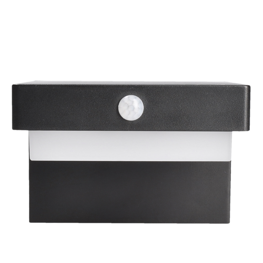LED Solární nástěnné svítidlo se senzorem pohybu a soumraku PALERMO LED/5W/2000 mAh IP54 černá