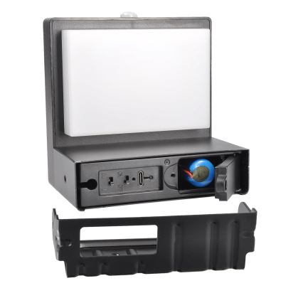 LED Solární nástěnné svítidlo se senzorem pohybu a soumraku PALERMO LED/5W/2000 mAh IP54 černá
