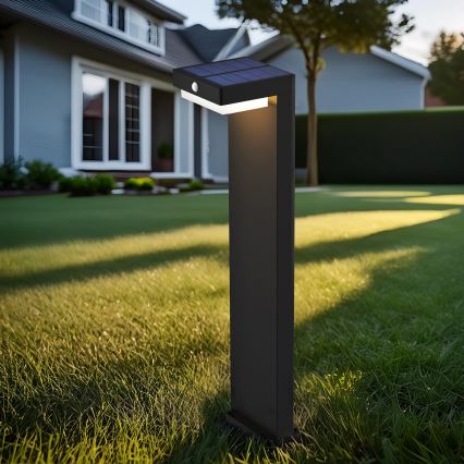 LED Solární lampa se senzorem pohybu a soumraku PALERMO LED/5W/2000 mAh IP54 černá