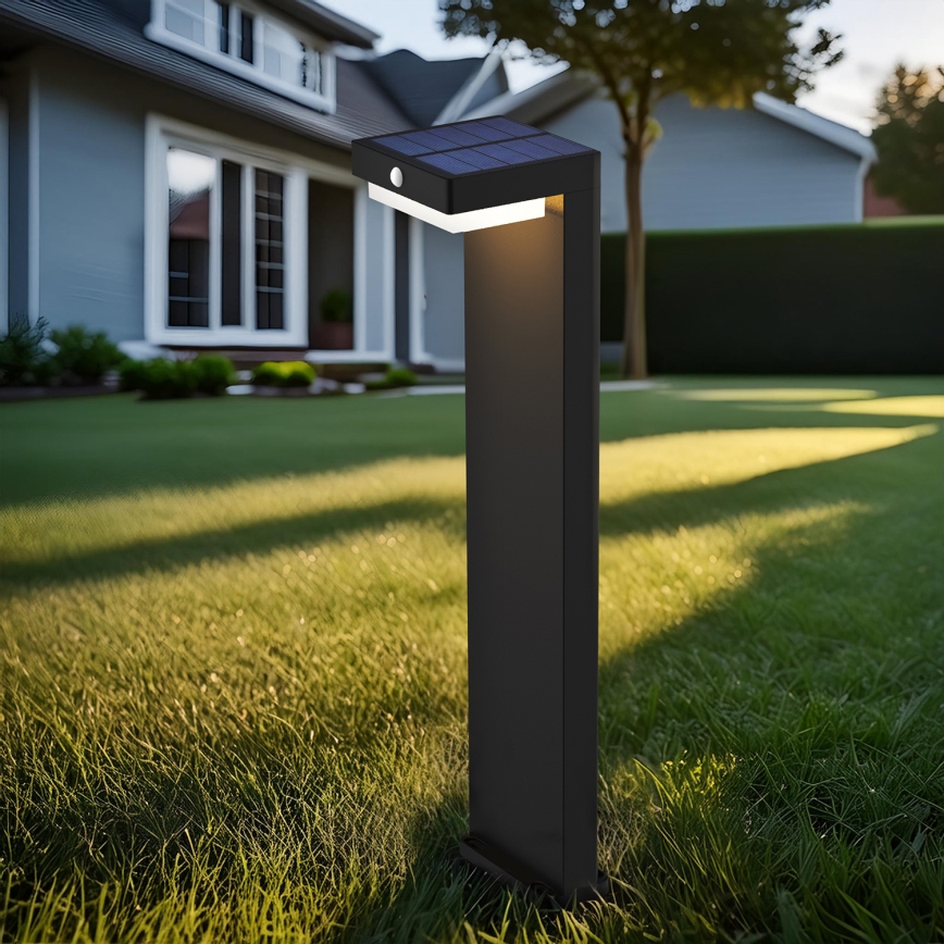 LED Solární lampa se senzorem pohybu a soumraku PALERMO LED/5W/2000 mAh IP54 černá