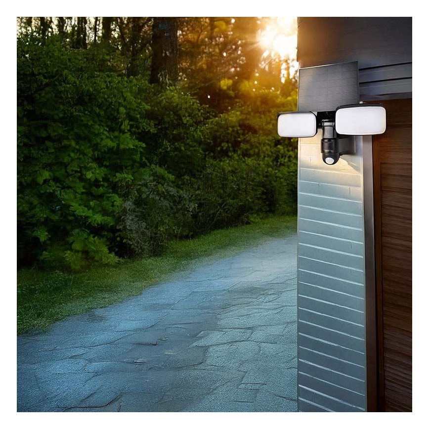 LED Solární reflektor se senzoreme LED/9W/3,7V 3600 mAh IP54