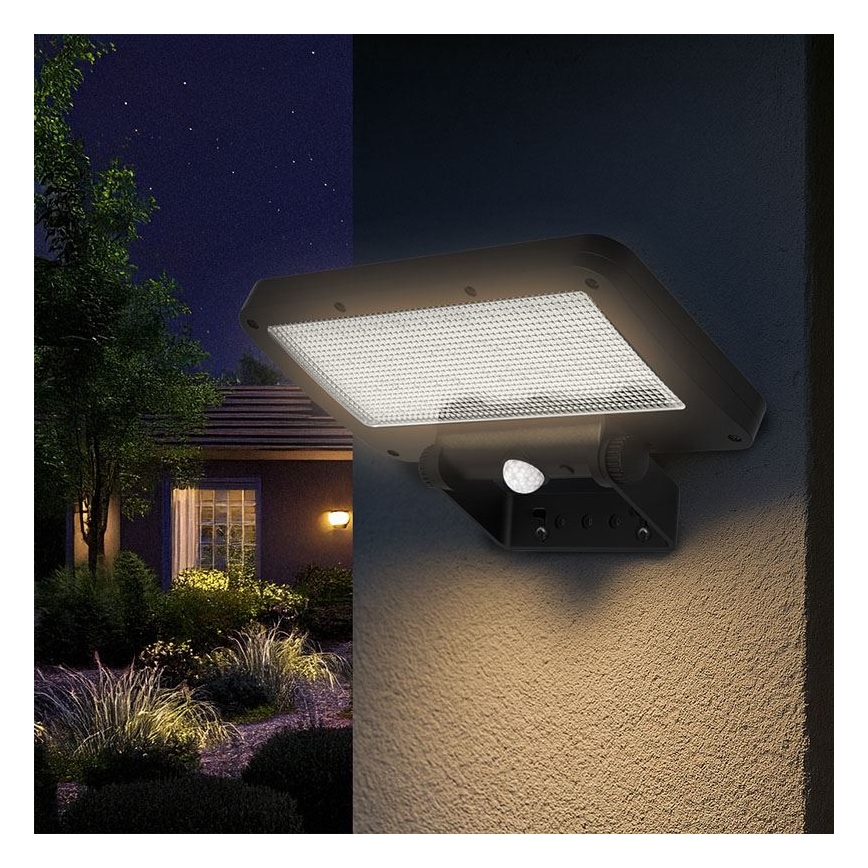 LED Solární reflektor se senzorem LED/5W/3,7V 1500 mAh IP54