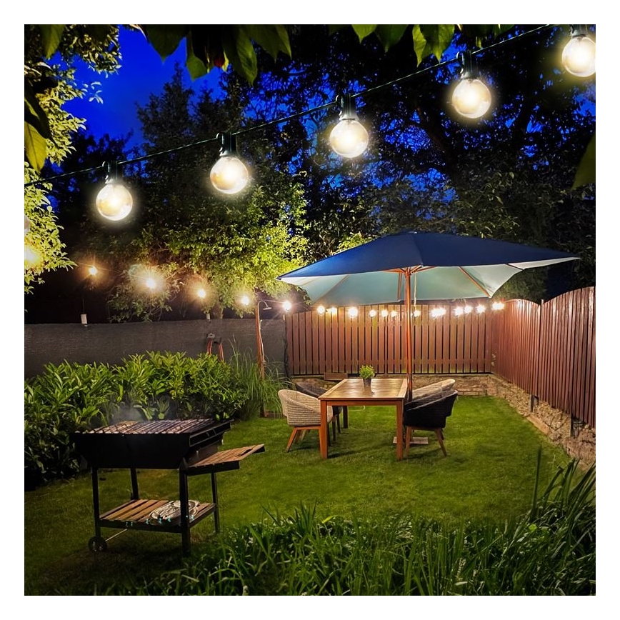 LED Venkovní dekorační řetěz GIRLANDA 25xE12 20m IP44 teplá bílá