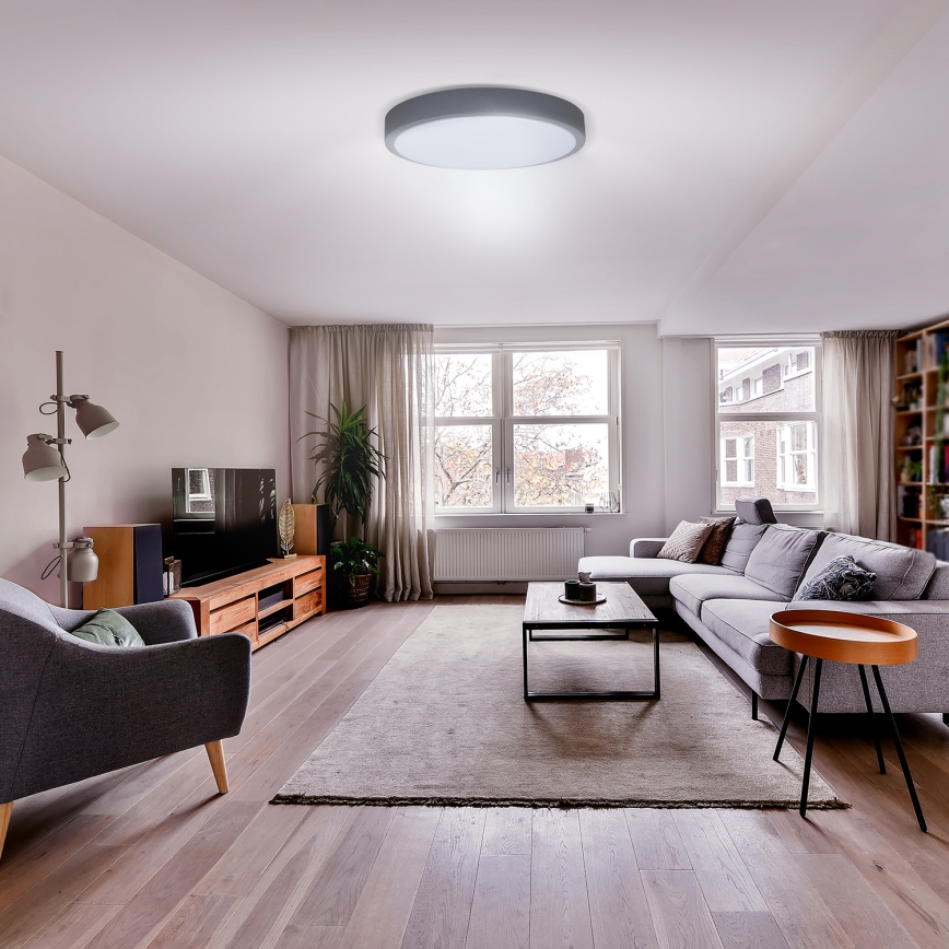 LED Stmívatelné stropní svítidlo GREY LED/60W/230V 3000-6500K šedá pr. 49 cm + dálkové ovládání