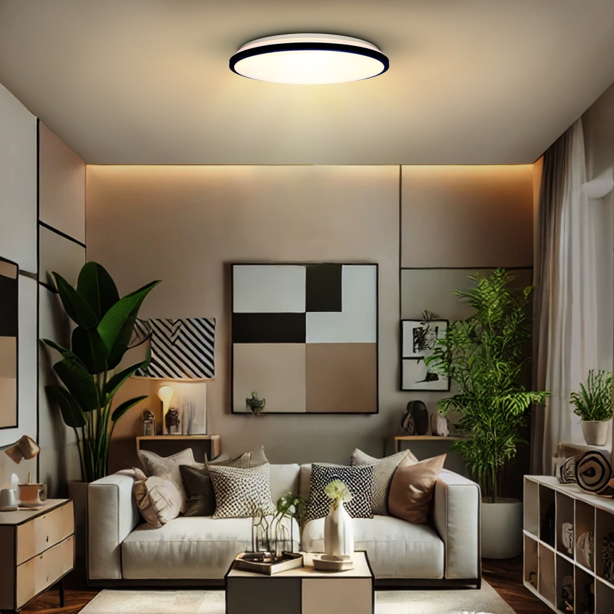 LED Stmívatelné stropní svítidlo JAMIL LED/48W/230V 3000-6500K černá + dálkové ovládání